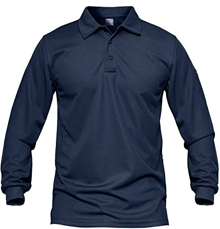 MAGCOMSEN Men Outdoor High Moisture Wicking Polo Shirts Advantage Performance Polos Long Sleeve , Navy, UK XL(CN 2XL)