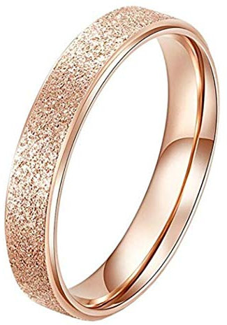 PAURO Damen Ring aus Edelstahl Roségold 4Mm Stapelbar Ehering Sandblast Finish Größe 50