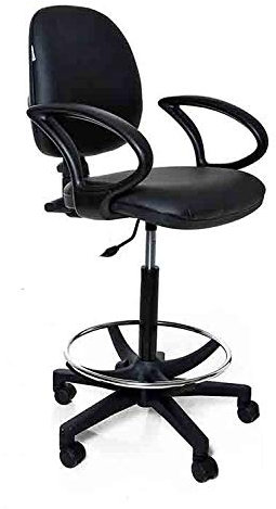 SGABELLO GIREVOLE, SEDILE E SCHIENALE CON RIVESTIMENTO, ELEVAZIONE A GAS, BASE E POGGIAPIEDI, CON PIEDINI O RUOTE, SCHIENALE REGOLABILE, CONTATTO PERMANENTE, PRODOTTO ITALIANO