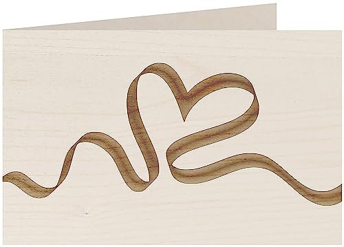 myZirbe Holzkarte - Herz Band - 100% handmade in Österreich - Postkarte, Geschenkkarte, Grußkarte, Klappkarte, Karte, Einladung, Holzart:Ahorn
