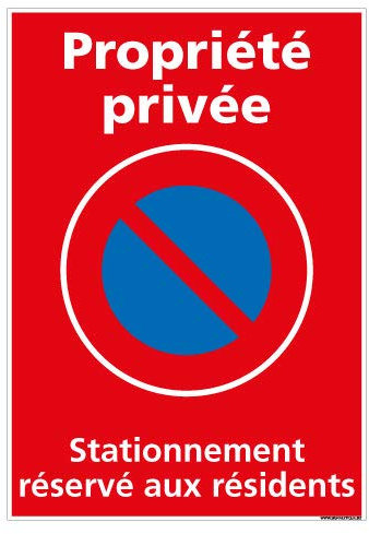 Panneau Propriété Privée Stationnement Réservé aux Résidents - Dimensions 150x210 mm - Aluminium 2 mm - Protection Anti-UV