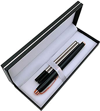 Accod Signature Pen Premium Metal Rollerball & Ballpoint Pen Creative Gift Pen with Two 0.5mm Black Replaceable Refills High-grade Pen Case Good Gift for Family Friends and Colleagues (Black)