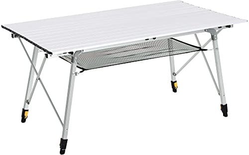 Outsunny Portable Roll-up Aluminium Folding Picnic Table Outdoor BBQ Party