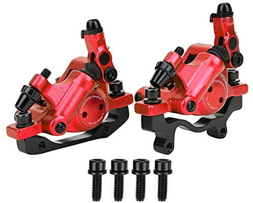 Hydraulische Scheibenbremse, HB-100 Fahrrad Aluminiumlegierung Mechanische Scheibenbremse Vorne Hinten Mountainbike Scheibenbremse Zusammengebautes Set(rot)