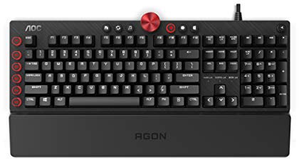 AOC AGON AKG700 Teclado de gaming - Teclado para PC con distribución en alemán e interruptores Cherry MX Red, Anti-Ghosting, N-Key Rollover y software programable AOC G-Tools, negro