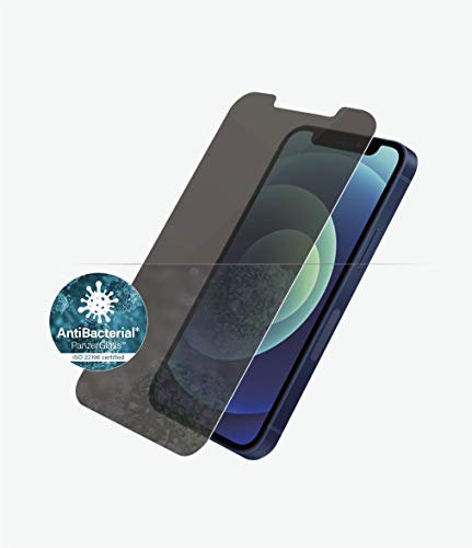 PanzerGlass antibakterielles Privacy Schutzglas passend für Apple iPhone 12 Mini, Standard Fit