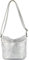 modamoda de T198 kleine Damen Leder Umhängetasche Schultertasche handmade in Italy, Farbe:Silber-Metallic