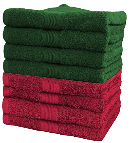 NatureMark NM-HT0860 Frottier Handtücher, 8-er Pack, 50 x 100 cm, 100% Baumwolle (Bordeaux/Dunkelgrün)