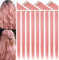 ZHAOWWEI 9 Stück Princess Bunte Erweiterungen Mehrfarbige Party-Highlights Streifen Synthetische Haarteile Clip-In/Clip On Farbige Haarverlängerungen (rauchiges Rosa)