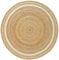 Ripaz Jute-Teppich, naturfarben, mit cremefarbenem Rand, handgewebt, runder Teppich