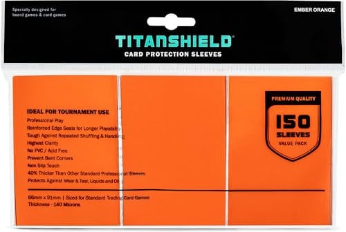 TitanShield (150 Sleeves/Ember Orange Standard Size Trading Card Sleeves Deck Protector for Magic The Gathering MTG, Pokemon