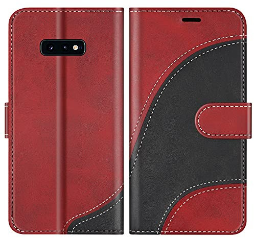 BoxTii Coque pour Galaxy S10e, Portefeuille Etui en Cuir PU, Magnétique Protection Housse Coque pour Samsung Galaxy S10e, Rouge