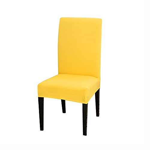 KAISUN Stuhlhussen, Esszimmer Stuhl Abdeckung Spandex Elastischen Stuhl Schutzhülle für Hochzeit Hotel Bankett Esszimmer (Color : Yellow, Size : 6pcs)
