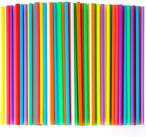 500 Pcs Colorful Disposable Drinking Plastic Straws.(0.23'' diameter and 8.26 long)-8 Colors