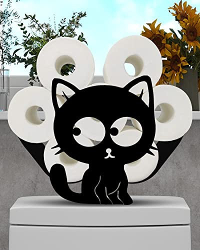 Niedliche Katzen-Toilettenpapieraufbewahrung, Tier-Badezimmer-Dekor-Toilettenpapierhalter, Ständer für 8 Rollen, Metall, freistehend, Badezimmer-Rollenhalter, Körbe