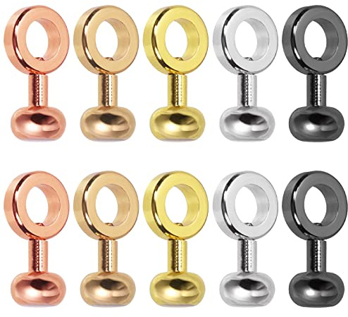 Swpeet 10 Stück 5 Farben Reißverschluss Einsatz Schnalle Kugelnieten Nieten ORinge Kit Bolzen Schraubknöpfe Nieten Nägel Chicago Bolzen Schraube Metall Ring Kopf Knöpfe mit Loch für Leder Crossbody