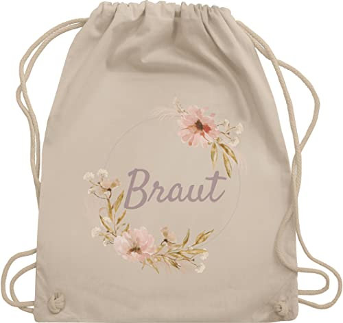 Shirtracer Turnbeutel Rucksack - JGA Junggesellenabschied Frauen - Braut Bride - Unisize - Naturweiß - brautbeutel brauttaschen bachelorette party blumen stoffbeutel brauttasche