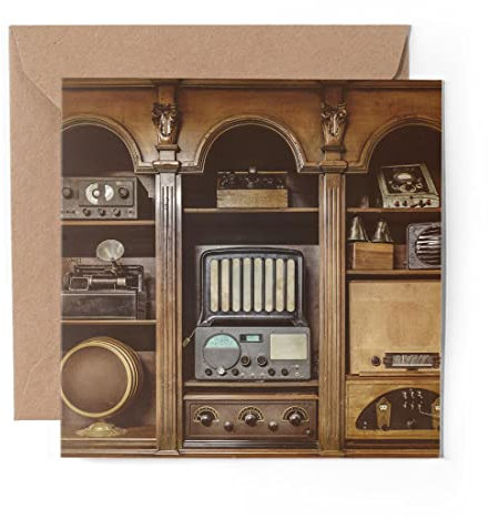 1 x Greeting Card Old Vintage Radios Transmitter - Blank Birthday Celebration Anniversary #21963