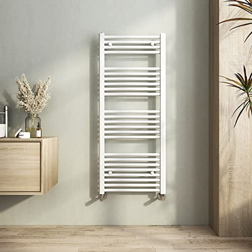 Heilmetz Bathroom Radiator Towel Rail 1200 x 500mm White | 24 Bar Heated Towel Rail, Wall Mounted, Central Heating Compatible