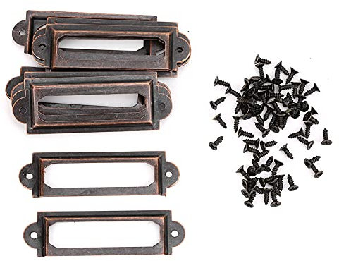 Tissting Schubladenetikett, Etikettenhalter für Schubladen, 62 x 18 mm, Messing, für Büro, Schule, DIY, Regale, Schränke, Aktenkästen