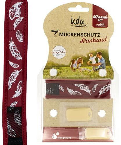 kda Mückenschutzarmbänder für Erwachsene - Sicherer Mückenschutz - Rot & Grün Design - Nylon (rot)