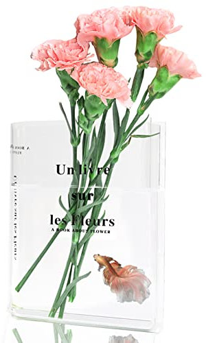 Waldspring Buch Vase, Clear Book Vase, Klare Acryl Büchervase, Klare Buch Blumenvase, Bücher Deko für Ästhetische Raumdekoration, Blumenarrangements, Mittelstücke und Heimdekoration Schlafzimmer