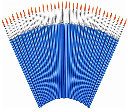 60 Pcs Paint Brushes,Round Flat Small Brush Bulk for Detail Painting (60 Round)