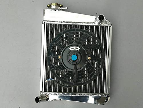 FSMOTO Radiador de aluminio + ventilador de 7 pulgadas para Mini Cooper S 1275 GT 1.3L 1992 1993 1994 1995 1996