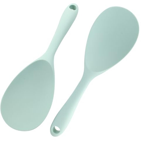 Murtenze 2 cucharas de arroz de silicona verde claro, antiadherentes, resistentes al calor, para arroz, ensaladas, puré de papas