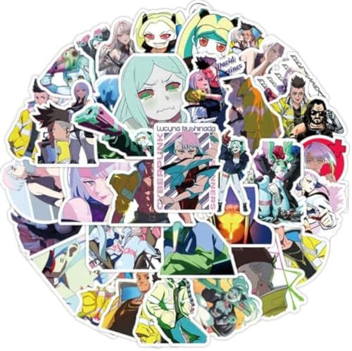 MayDee Cyberpunk: Edgerunners 50pcs Aufkleber Wasserdichter Graffiti Aufkleber Anime Figur Sticker Für Notebooks Wasserflaschen Koffern Fahrrädern Autos Skateboards Fahrrädern, Mehrfarbig