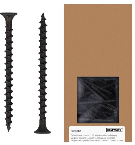 HELPMATE Vis placo à fixation rapide 3,9 × 55 mm Phosphatée PH2 300 pièces à filetage grossier Bois, Vis a placo pour cloisons sèches, Tête en trompette, Profilés en U