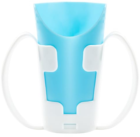 JFGLORIX Nosey Cups with Holder 8.7oz,Elderly Care Cups for Physical Therapy Recovery and Rehabilitation