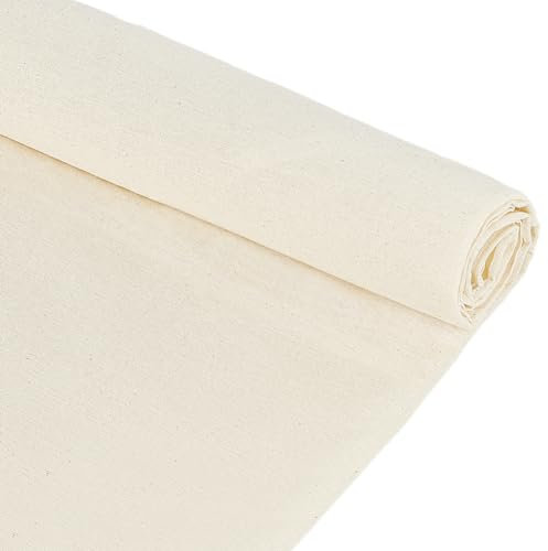 FINGERINSPIRE 5M x 1.6M Baumwolle Musselin Stoff Floral Weiß Sewing Baumwolle Stoff Natürliche 100% Baumwolle Stoff für Nähen Stickerei Dekor DIY Projekte Kleidung Zubehör