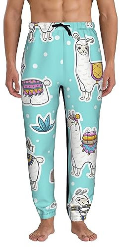fifbird Herren-Sweathose, niedliches Lama, Kaktus, Baggy-Hose, Jogginghose mit Kordelzug, 3D-Sport-Leggings, Größe XL, Siehe Abbildung, 31-35