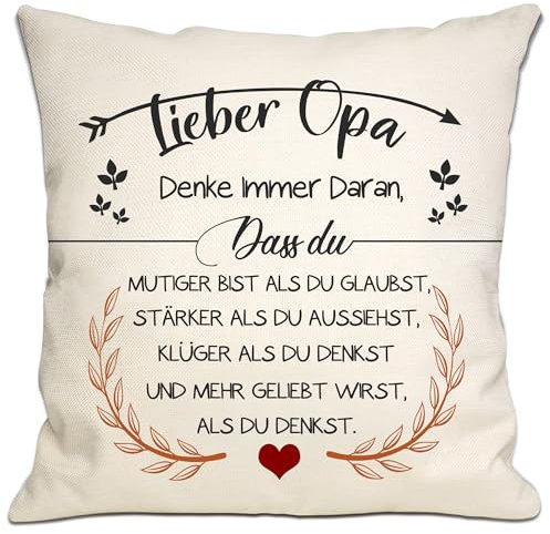 Bommex Du mutiger bist als du glaubst Kissenbezüge für Opa von Enkelin Enkel inspirierendes Geschenk für Lieber Opa Geburtstag Vatertag Großvater (Opa-1)