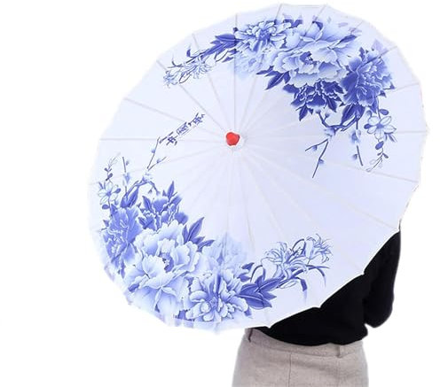 Paraguas de Danza Clásica China, Sombrilla de Tela Hecha a Mano de (estilo chino azul)