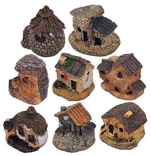 HANABASS 8St Mikro-Landschaftshaus Mini-Haushandwerk Fisch Aquarium Dekoration Dekorationen für Aquarien Terrarium Living Room Decoration wohnzimmerdeko Wohnkultur Mikrolandschaft Harzdekor