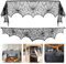 Wzone 50 x 200cm Halloween Spinnennetz Deko, Fledermaus Deko Schwarz Spitze Spinnennetz, Grusel Deko für Tür Karneval Halloween Party Grusel Deko