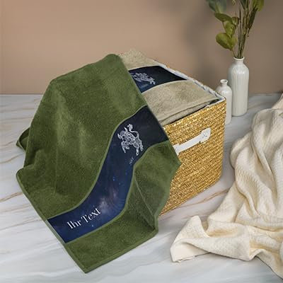 Erwin Müller Duschtuch mit Namen | Personalisiertes Badetuch, 100% Baumwolle, Geschenk für Herren, Damen und Kinder, Aus Frotteestoff, Motiv: Sternzeichen | 70x140 cm