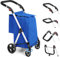 LEUYA ABC Carros de Compra, con Bolsillo para Congelados, 46L Carro de la Compra de 4 Ruedas, Carrito Compra Plegable de Aluminio (Azul Cielo)