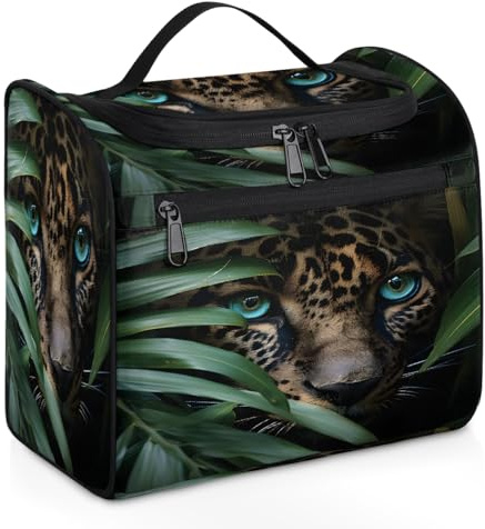 Mexpekil Kulturbeutel zum Aufhängen, mit 11 Fächern, Gepard, der sich in den Ästen eines Baumes versteckt, wasserabweisend, Make-up-Kosmetiktasche, Reise-Organizer für Zubehör, Shampoo, Behälter in