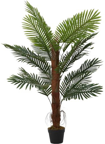 Warmiehomy Outdoor Artificial Palm Plants 120cm / 4ft Tall Indoor Faux Tropical Areca Palm Tree in Pot Fake Decorative House Plant for Home Office Garden Bedroom Decoration
