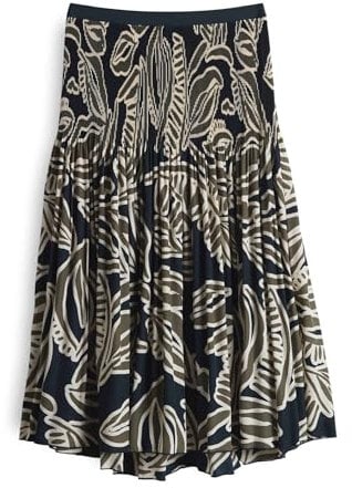 OPUS Damen Midirock | Plisseerock RIBANE Tropical mit Komfortbund Olive Leaf, 38