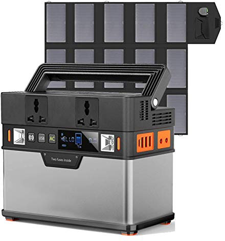 Batterie de Secours au Lithium 372 Wh, 100 500 mAh, Station d'alimentation Solaire Portable avec Panneau Solaire, Prise Secteur 21 W 110 V 220 V.