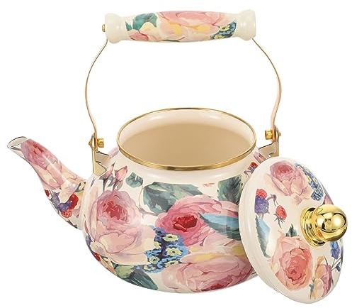 Alipis Théière Vintage Émail Bouilloire à Thé Pour Cuisinière Compatible Induction Et Gaz
