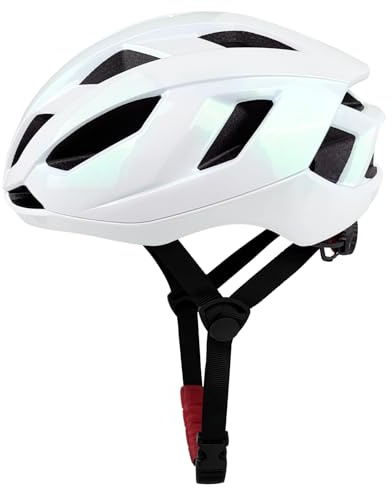 LeapBeast Casque Velo Route, Casques de Vélo de Montagne et de Route Réglables, Casque de Scooter Ultraléger Respirant et au Look Nacré pour Homme Femme Adultes (Blanc Nacré, L)