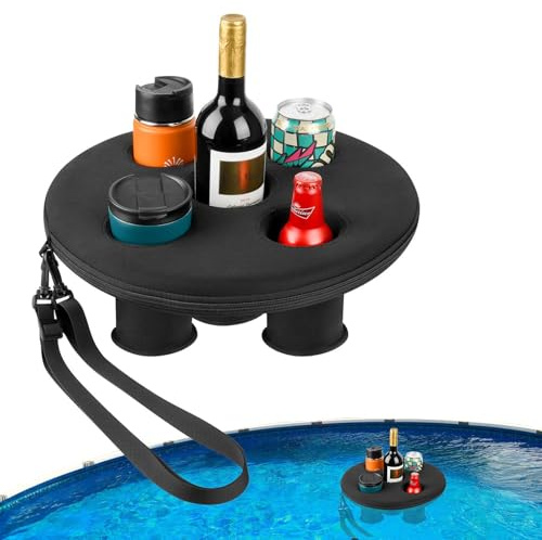 Porte-Boisson Flottant pour Piscine, Plateau Flottant Porte-gobelet, Plateau à 5 Trous, Porte-Bouteille Flottant, Plateau Flottant, Plateau de Table, pour la Natation en Plein air, la Plage, Le Spa