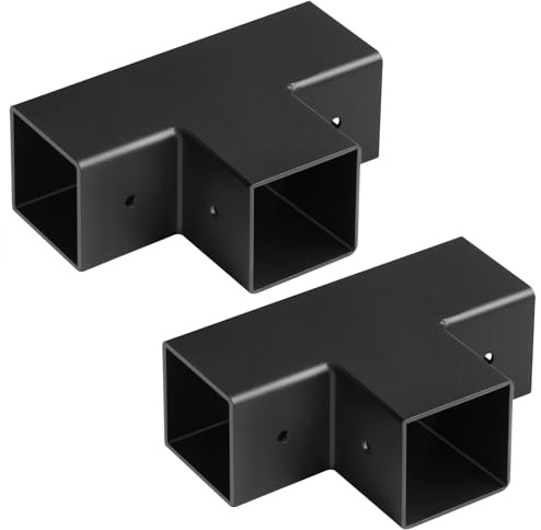 eoere 2 PCS 2 x 2 T Shape Square Tube Connector, 3 Way Square Tube Fitting Chain Link Fence Clamp