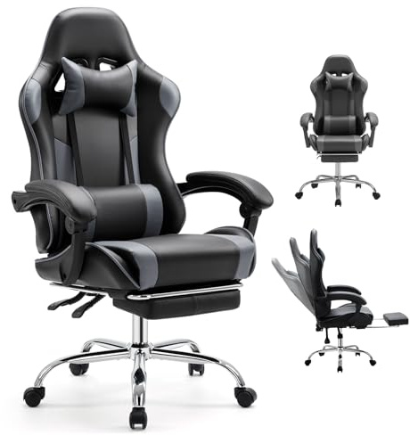 DUMOS Ergonomic Gaming Chair with Footrest, Home Office Desk Chair
