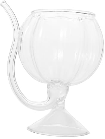 VALICLUD Halloween Vampire Cocktail Glass with Straw Pumpkin Shape Stable Base Wine Sippy Cup for Parties Unique Hollow Handle for Creative Drinking Experience Easy to Clean Versatile